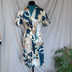 Button up shirt dresswith floral design